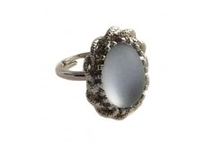 Magnetic Ring 'Blue Satin' - Silver Rhodium Plate